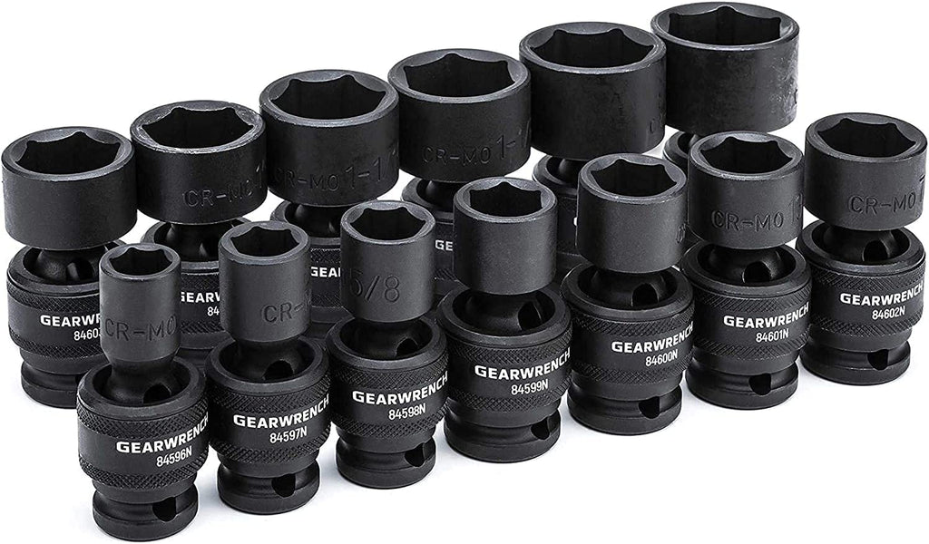 GEARWRENCH 13 Pc. 1/2" Drive 6 Pt. Standard Universal Impact Socket Set, SAE - 84938N