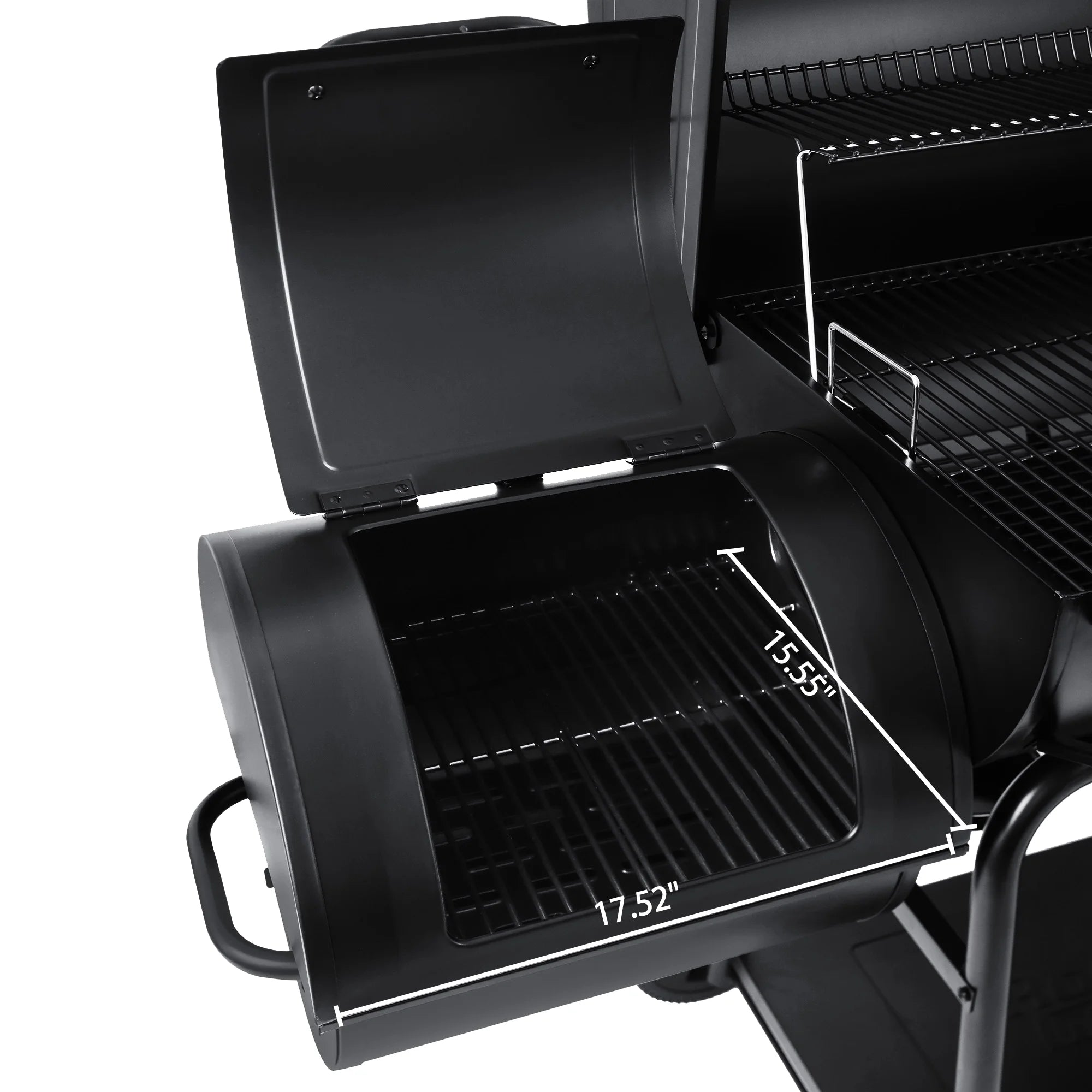 36" Charcoal Barrel Grill with Offset Smoker, Adjustable Grates and Thermometer
