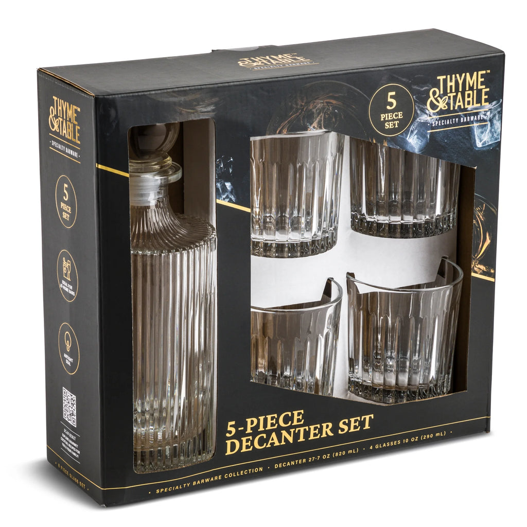 27 Fl Oz Whiskey Decanter & 10Oz Cocktail Glasses, Set of 5