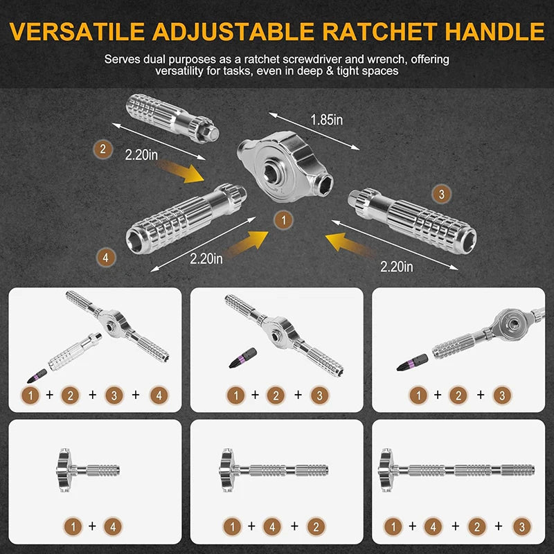 Ratchet Screwdriver Set Assembled Ratchet Handle Multifunctional Hand Tools Work DIY Tools Kit PC Furniture Bicycle Repair Tools