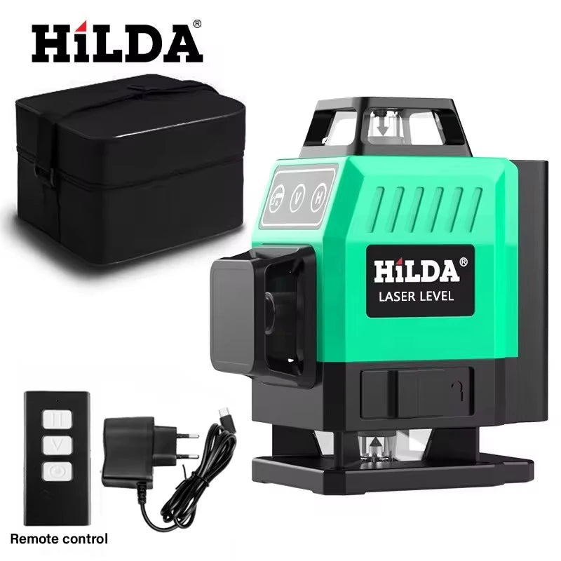 3D/4D Laser Level 12/16 Lines Level Self-Leveling 360 Horizontal and Vertical Cross Super Powerful Green Laser Level