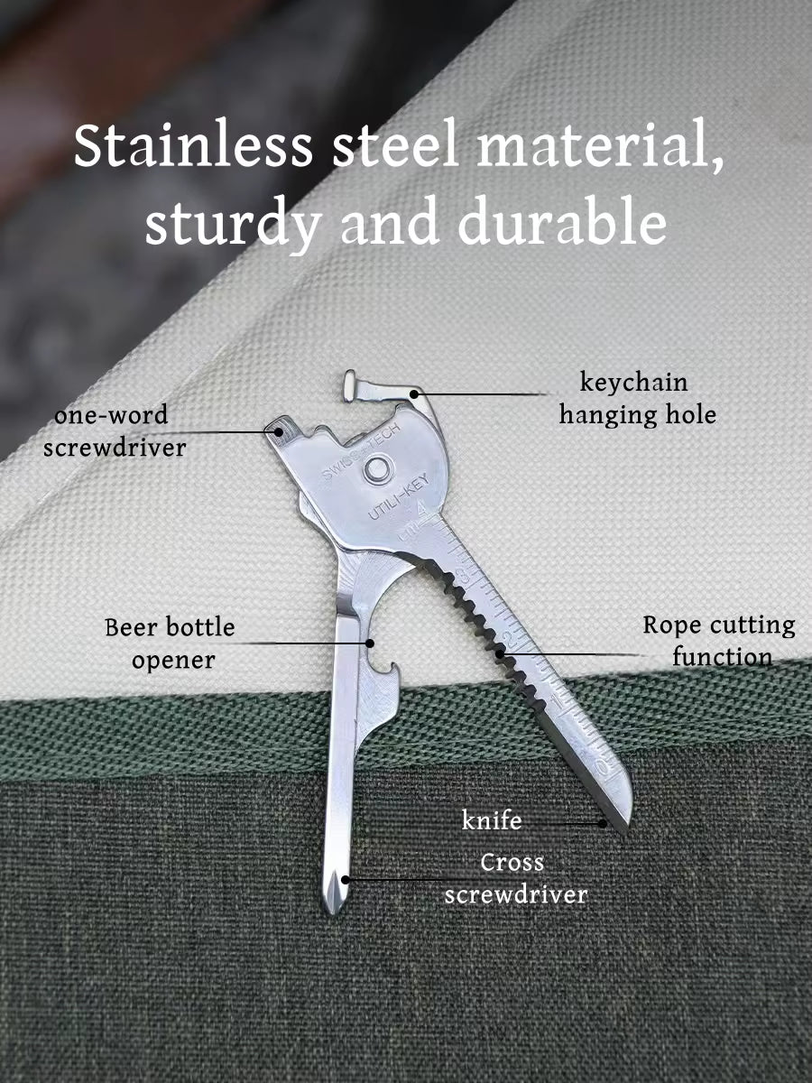Multi Function Folding Tool Keychain Opener Screwdriver EDC 6 in 1 Utility Outdoor Survival Rescue Pocket Plier Keyring