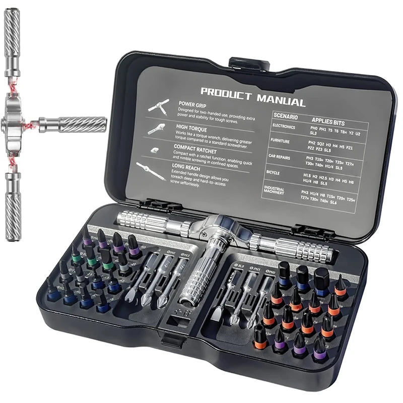 Ratchet Screwdriver Set Assembled Ratchet Handle Multifunctional Hand Tools Work DIY Tools Kit PC Furniture Bicycle Repair Tools