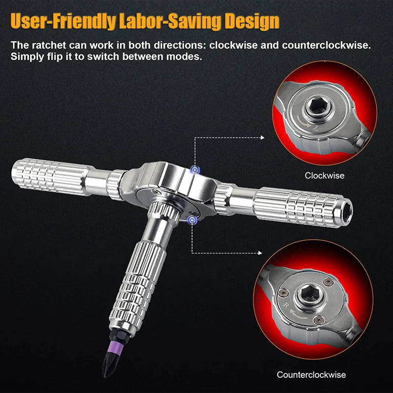 Ratchet Screwdriver Set Assembled Ratchet Handle Multifunctional Hand Tools Work DIY Tools Kit PC Furniture Bicycle Repair Tools
