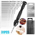 31PCS Precision Pin Vise Hobby Micro Drill Bits Mini Micro Hand Rotary Tools Set
