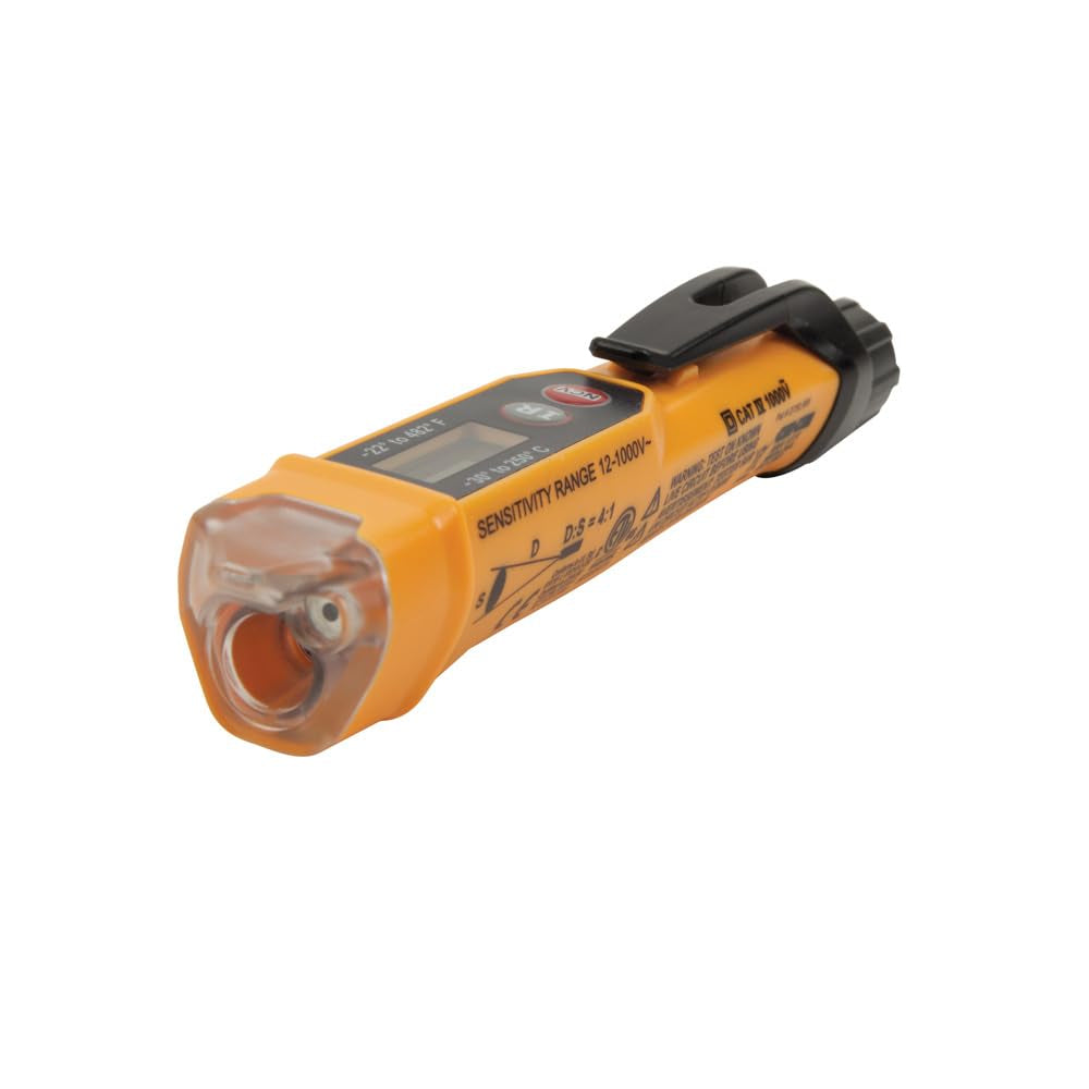 NCVT-4IR Non-Contact Voltage Tester, 12-1000V AC Pen with IR Thermometer -22 to 482-Degree Fahrenheit, LED and Audible Alarms, Pocket Clip