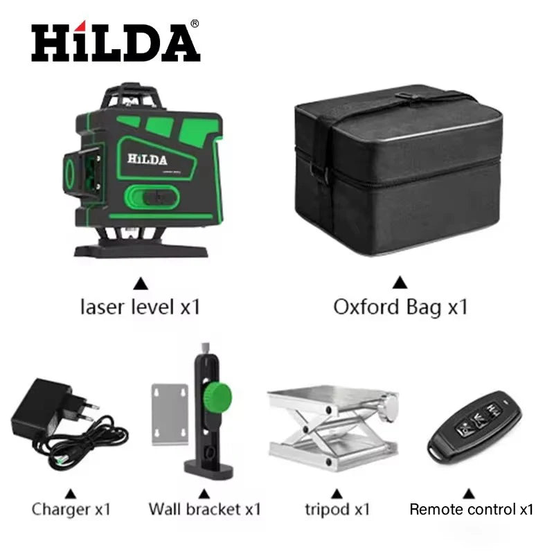 3D/4D Laser Level 12/16 Lines Level Self-Leveling 360 Horizontal and Vertical Cross Super Powerful Green Laser Level
