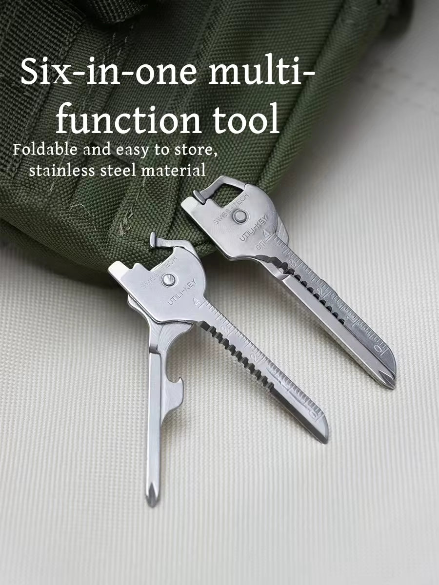 Multi Function Folding Tool Keychain Opener Screwdriver EDC 6 in 1 Utility Outdoor Survival Rescue Pocket Plier Keyring