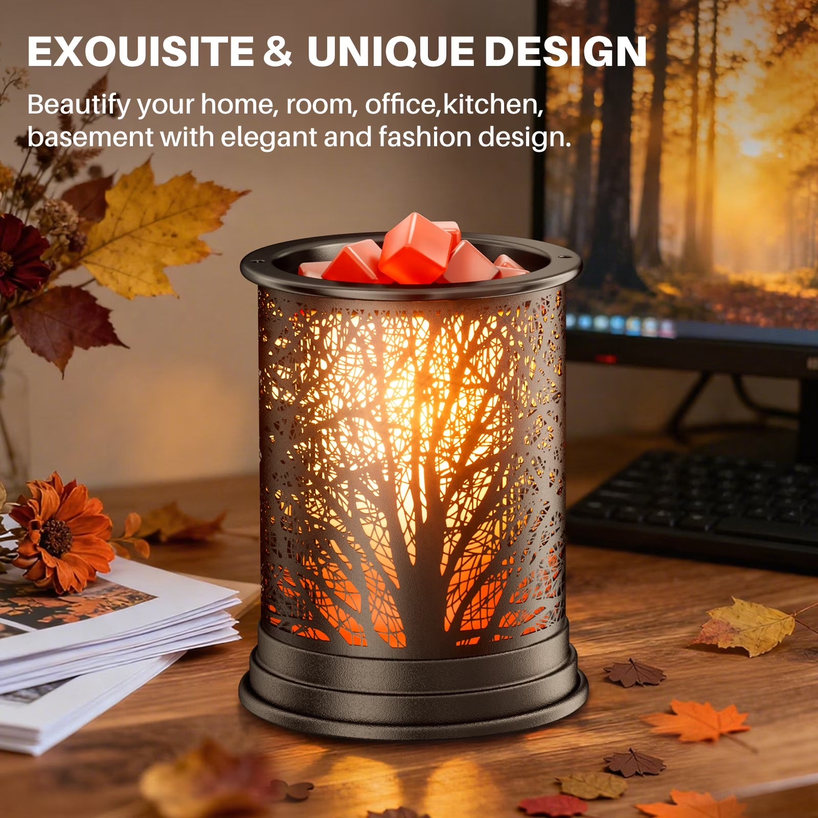 UNTIMATY Metal Wax Warmer, Electric Wax Melt Warmer for Scented Wax Fragrance Candle Oil Burner Melting Night Light for Gift Home Office Bedroom