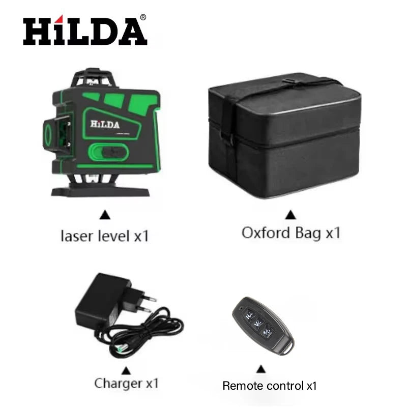 3D/4D Laser Level 12/16 Lines Level Self-Leveling 360 Horizontal and Vertical Cross Super Powerful Green Laser Level