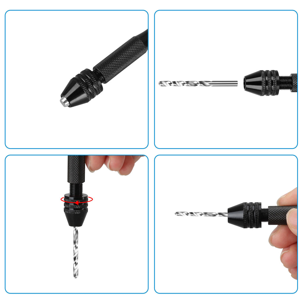 31PCS Precision Pin Vise Hobby Micro Drill Bits Mini Micro Hand Rotary Tools Set