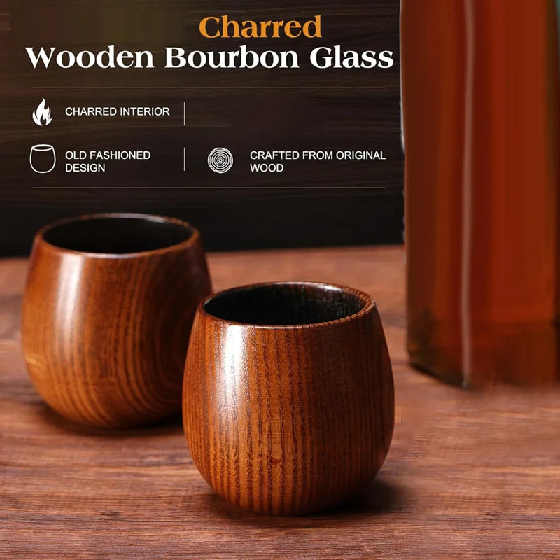 Aaan-2Pack Whiskey Enhancing Wooden Tumbler Wooden Old Fashioned Tumblers for Men, Whiskey Tumbler, Glasses for Men, Boston Love