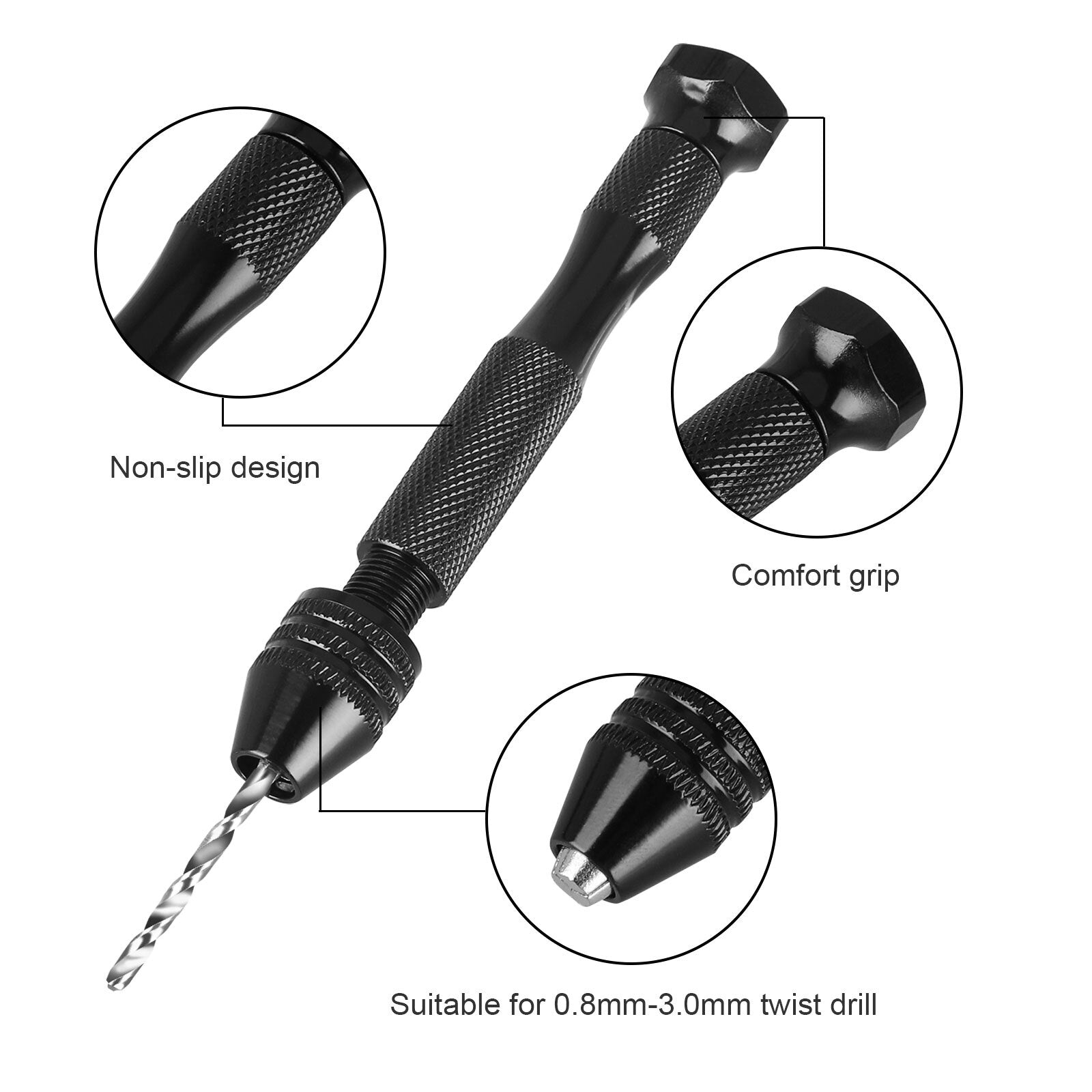 31PCS Precision Pin Vise Hobby Micro Drill Bits Mini Micro Hand Rotary Tools Set