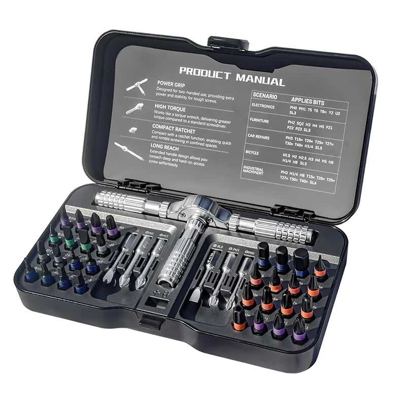 Ratchet Screwdriver Set Assembled Ratchet Handle Multifunctional Hand Tools Work DIY Tools Kit PC Furniture Bicycle Repair Tools