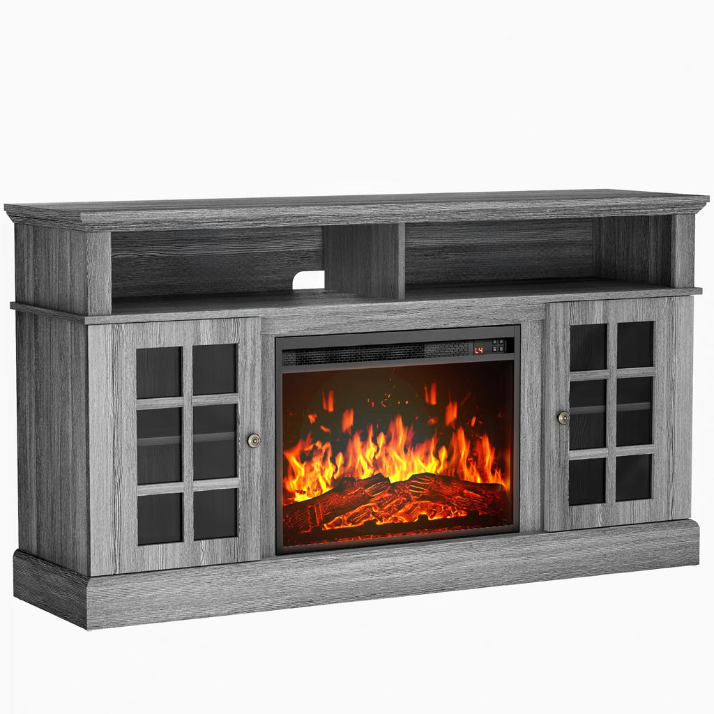 Electric Fireplace TV Stand for 75″ Tvs Fireplace Entertainment Center TV Console Table with 23″ Fireplace, Holds up to 200 Lbs